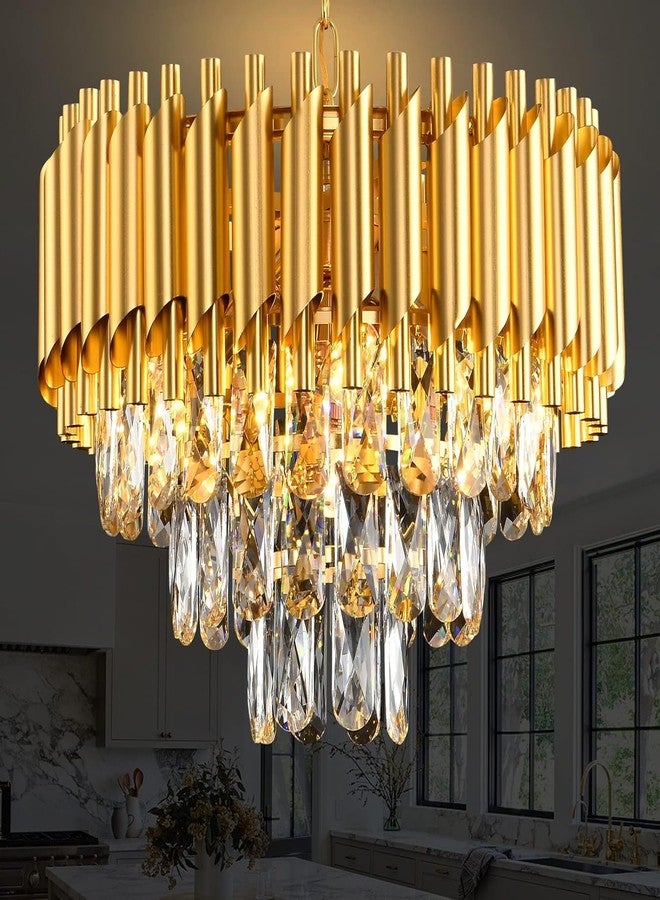 Virya Chandelier for Living Room Modern Ceiling Light Jhumar for Hall Light for Living Room (Golden, 400mm) - Image 2